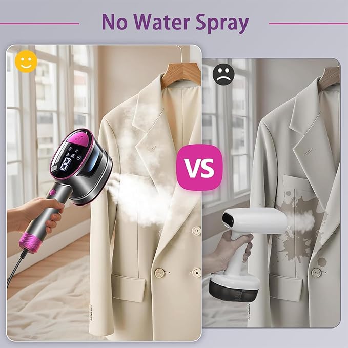 Travel Clothing Steamer, 1200W Handheld Portable Clothing Wrinkle Remover, 3+1 Steam Adjustable Intelligent Home Iron, 20S Preheating, 7 Hole Steam Outlet, Essential for Home, Travel & Dorm (Purple)