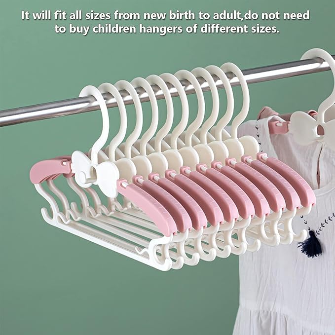 Baby Clothes Hangers, 11-14.5" Adjustable Kid Hangers for Newborn Closet, Plastic Small Infant Hanger for Toddler Pant, Child Coat Hanger for Boy Nursery Clothing, Girl Dresses, 50 Pack