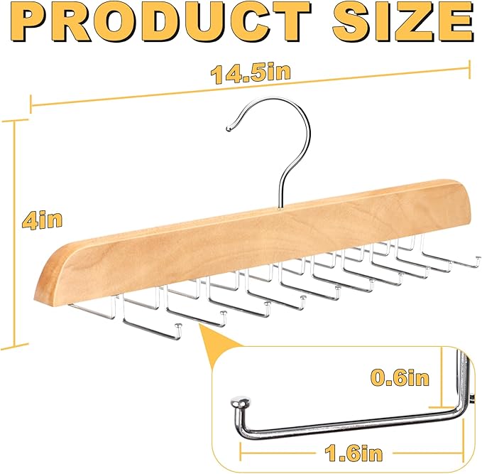 Tank Top Hanger with Premium Wood, 24 Large Capacity, Space Saving,360 Degree Rotating, Foldable Metal Hooks, Tank Tops