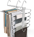 2 Pack Pants Hangers Space Saving, Anti-Slip Multi-Functional Pants Rack, Thickened Stainless Steel Tube, Two Hanging Modes Suitable for Jeans Trousers Skirts Scarf-Grey