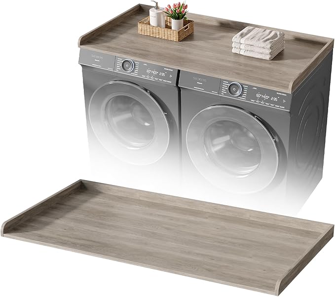 Washer Dryer Countertop, 27.5" x 54" Washer and Dryer Countertop with Non-Slip Pad,Large Laundry Topper for Laundry Room Organization,Grey
