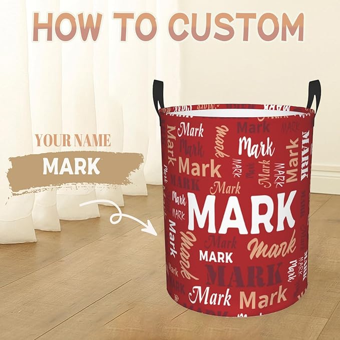 Custom Name Laundry Basket, Personalized Collapsible Laundry Hamper with Name for Bathroom Bedrooms, Customized Dirty Clothes Hamper Storage Basket Gifts for Kids Boys Girls Baby Men Women