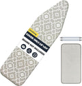 Ironing Board Cover and Pad 18"x54" Extra Thick Natural Cotton Scorch & Stain Resistant Iron Board Cover Extra large Iron Board Cover with Fasteners Heavy Duty Heatproof Elastic Edge Geometric