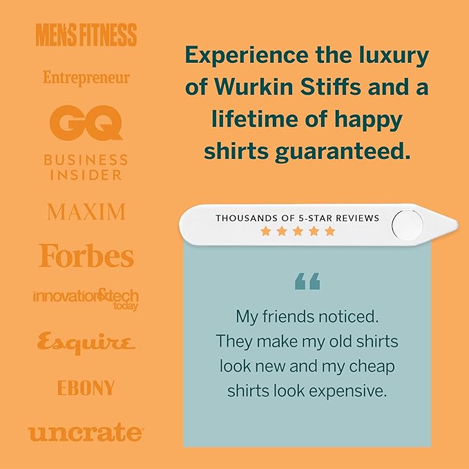 Würkin Stiffs Plastic Magnetic Collar Stays As Seen on Shark Tank | Stiff-N-Stays Collar Inserts