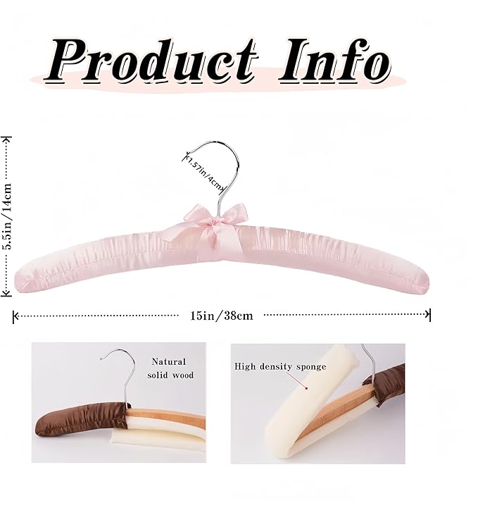Padded Hangers for Women Clothing,Padded Clothes Hangers for Sweaters,Satin Hanger Padded Silk Foam Hanger