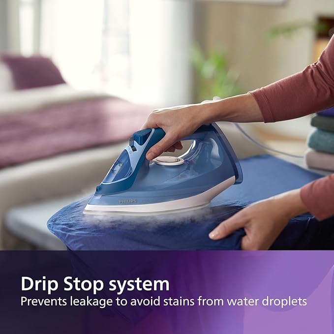 Philips Perfect Care 3000 Series Steam Iron - 1250 W power, 40 g/min continuous steam, 200 g steam boost, 300 ml water tank, blue (DST3031/20)