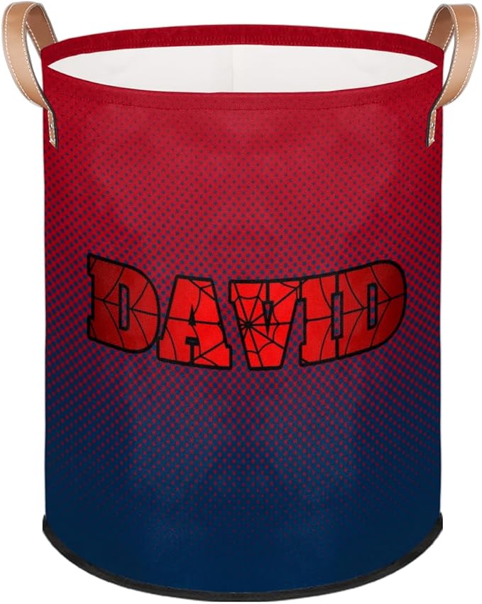 Red Spider Wed Personalized-Laundry-Hamper-Basket for Kids Custom Name Collapsible Storage Organizer Bin Dirty Clothes Toys Hamper for Boys Nursery in Laundry, Bedroom, Bathroom