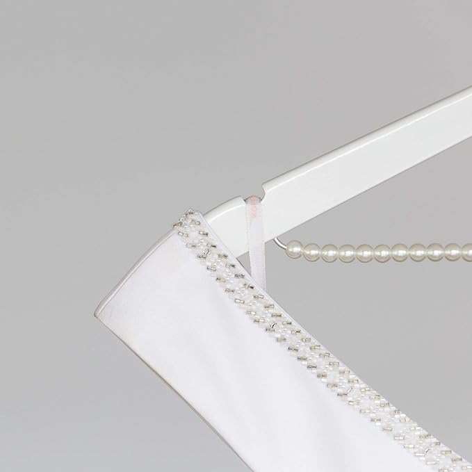 Bride to Be Wedding Dress Hanger Wooden and Wire Hangers for Brides Gowns, Dresses (White with Pearl Strand and Flower)