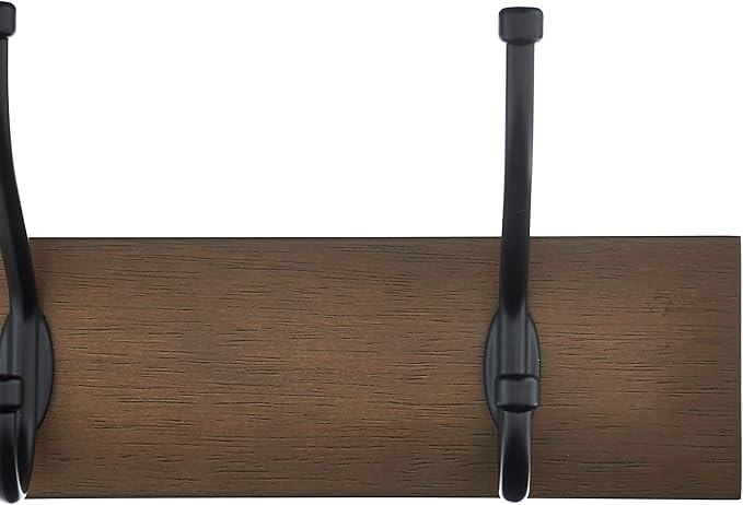 Amazon Basics Rectangular Farmhouse Wall-Mounted Coat Rack for Entryway and Bedroom, Storage Organizer, 5 Hooks, Barnwood | Farmhouse, with Storage Hooks, Rectangular
