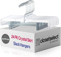 24 Pack Crystal Clear Skirt Slack Hanger, for Everyday Skirts, Pants, Shorts, More