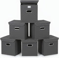 Closet Organizers Fabric Storage Bins With Lids Collapsible Cube Storage Organizer Basket With Handles,Storage Boxes for Clothes Storage,Office,Laundry,Shelves,6 Pack,（Grey