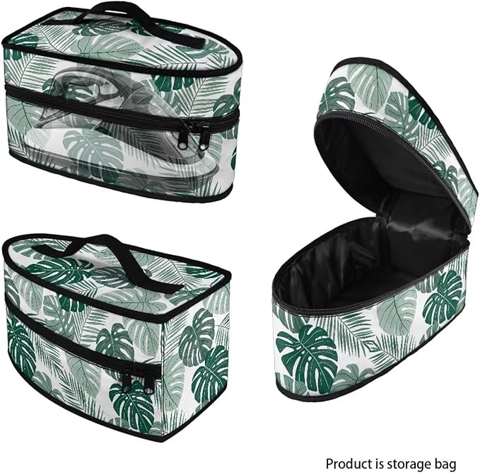 Monstera Leaf Print Steam Iron Case Travel Iron Organizer Handheld Steamer Holder with Handle Waterproof Travel Accessories, Case Only