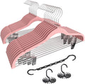 VECELO Premium Velvet Clothes Hangers Suit with Metal Clips (20 Pack)-Non Slip & Space-Saving with 1 Magic Hangers & 2 Tie Rack Excellent for Men and Women