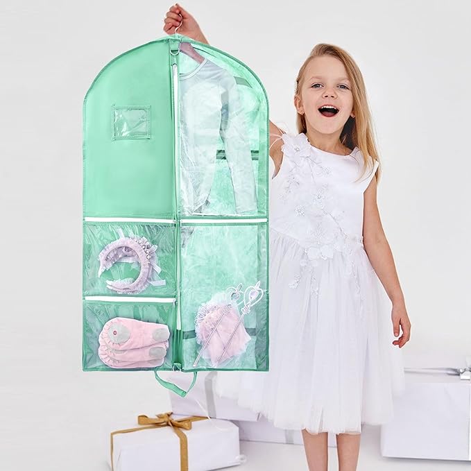 1 Pack Garment Bag for Dance Costumes,40 Inch Dance Garment Bags for Dancers Kids Dance Recital Bags Competition Cheer Uniform Garment Bag for Travel Storage,Dance Recital Gifts for Girls