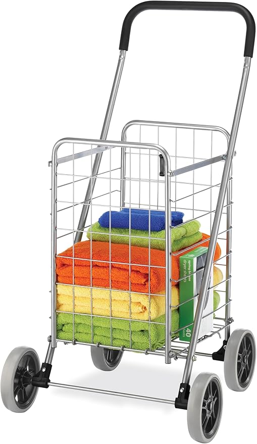 Whitmor Utility Shopping Cart - Durable Folding Design for Easy Storage, Model Number: 6250-4997-2-SIOCA