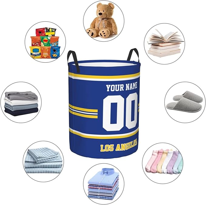 Los Angeles Laundry Hamper Personalized Laundry Basket Customized Name And Number Collapsible Storage Basket for Bedroom Bathroom Living Room Gifts