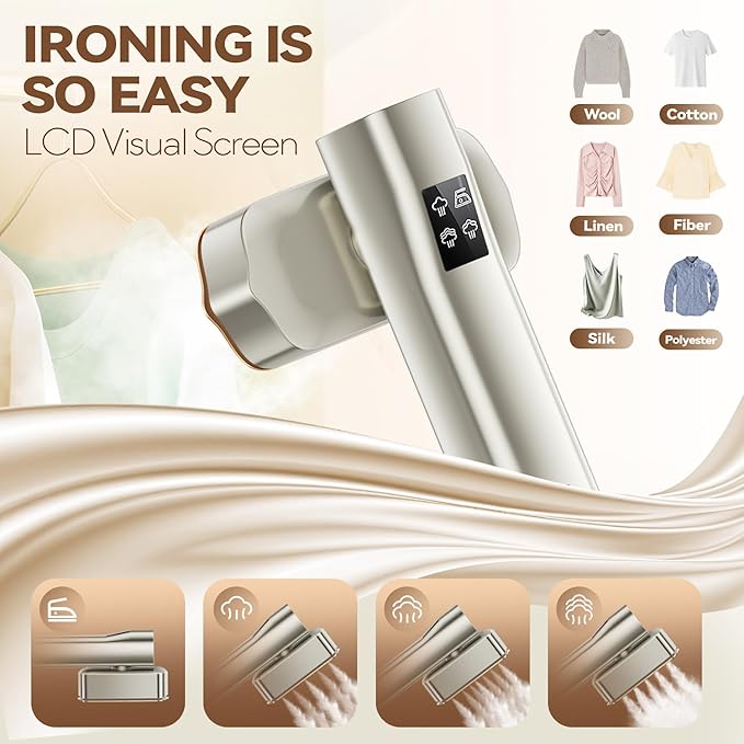HAPAIS Steamer for Clothes,2-in-1 Clothes Steamer Handheld with 200ml Large Capacity,25 Min Continuous Use,4 Modes 1300W Travel Steamers with Storage Bag for Travel/Home