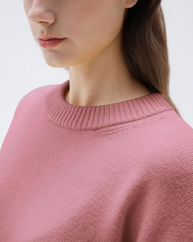 SUUKSESS Women Cashmere Blend Oversized Crew Neck Long Sleeve Pullover Sweaters