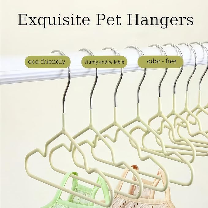 20PCS Dog Hangers: Dog Closet for Small DogsNon-Slip Space Saving Hanger Doll Clothes Cat Outfits (Apricot)