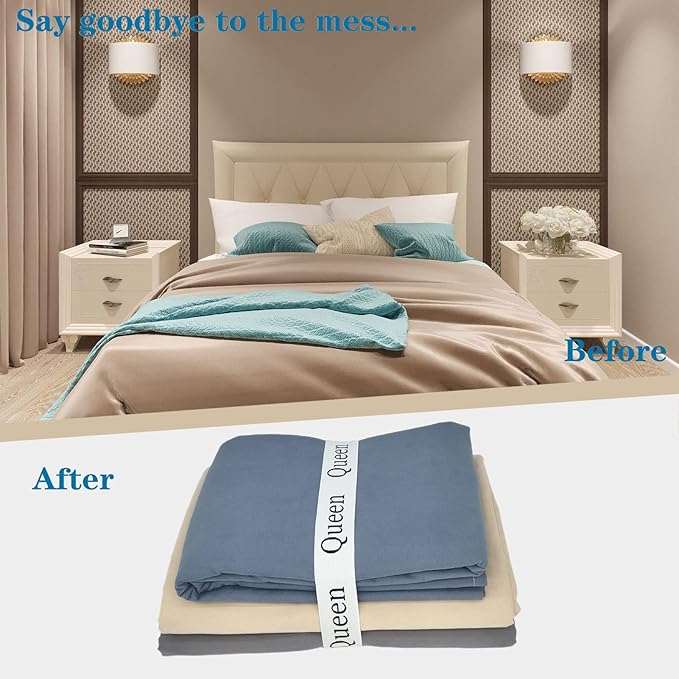 20 Pieces Bed Sheet Organizer Bands, Sheet Organizers and Storage Label Bands, Sheet Label for Bedding, Sheets Organizer for Closet,Sheet Keepers Linen Labels Bedding Bands