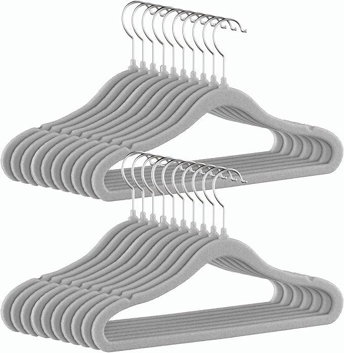 GoodtoU Velvet Baby Hangers Kid Hangers Clothing 11" Toddler Infant Hanger for Nursery 20 Pack - Drak Grey