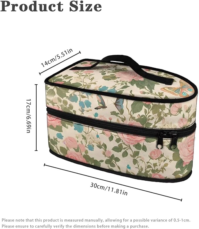 Flower Travel Iron Storage Bag， Waterproof & Dustproof Travel Iron Holder with Handle & Zipper Closure Steam Iron Carrying Case