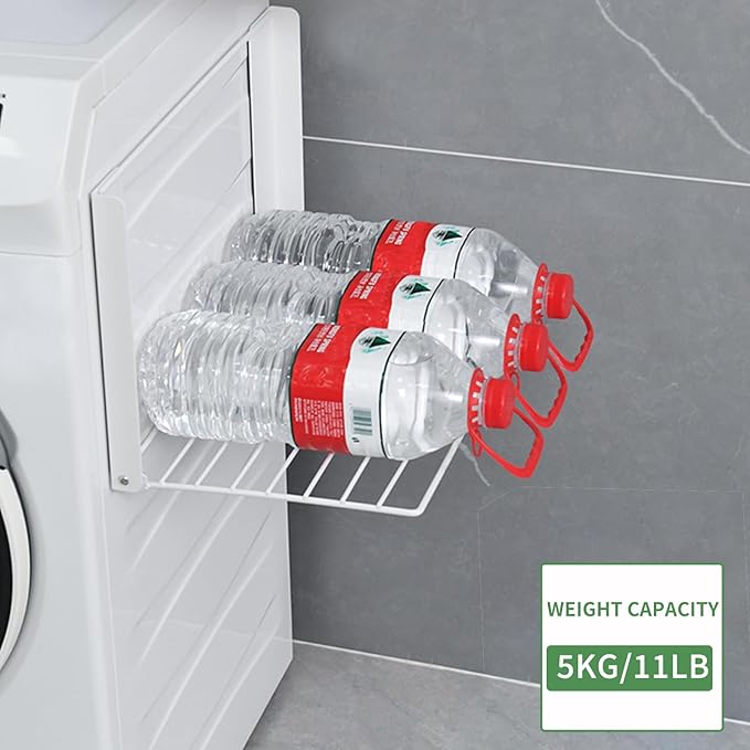 Magnetic Multi-Purpose Organizer Shelf – Space-Saving Side Storage for Washing Machine, Fridge & Bathroom, Folding Towel Rack for Laundry Room & Camper Sink Area – White