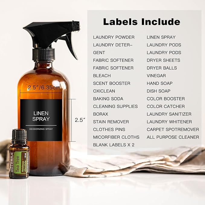 Minimalist Laundry Room Labels，30 Matte Waterproof Labels for Jars Spray Bottles and Detergent Dispensers, Preprinted Laundry Room Organization Labels Set(Black), Large, TCD-87