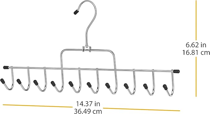 Whitmor 10 Hook Accessory Hanger, Chrome & Black