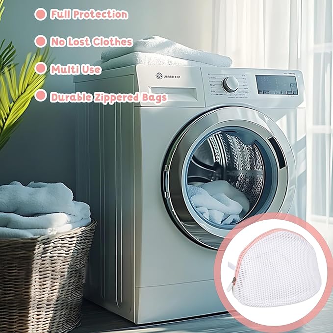 3Pcs Bra Wash Bags, Large Bra Laundry Bags for Washing Machine, Underwear Brassiere Bag Set for Washing Machine With Zipper Women Delicates (A to D Cups)