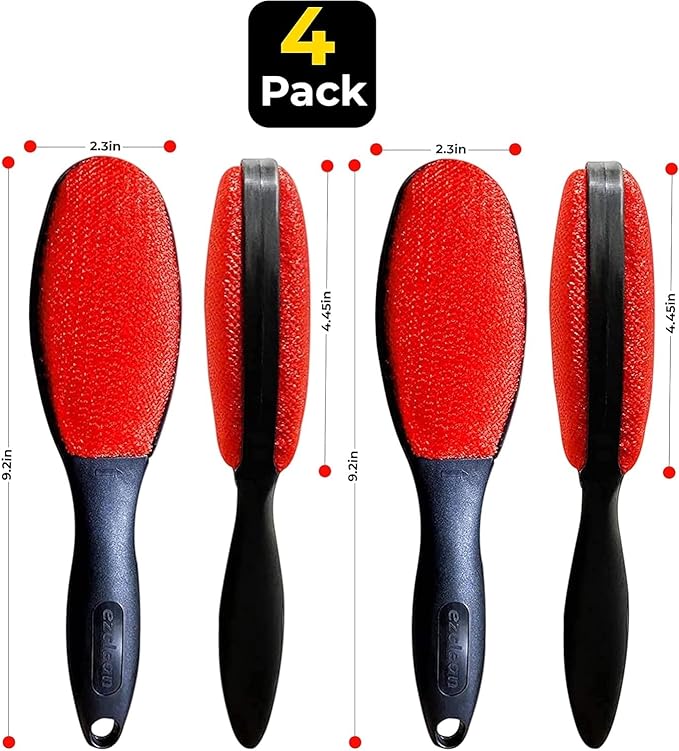 4Pack Red Color Lint Brush for Clothes Furniture Couch, Lint Brush Pet Hair Remover for Clothes Brush, Reusable Lint Brushes for Pet Hair,Velvet Brush, Pet lint Brush, Fabric Brush