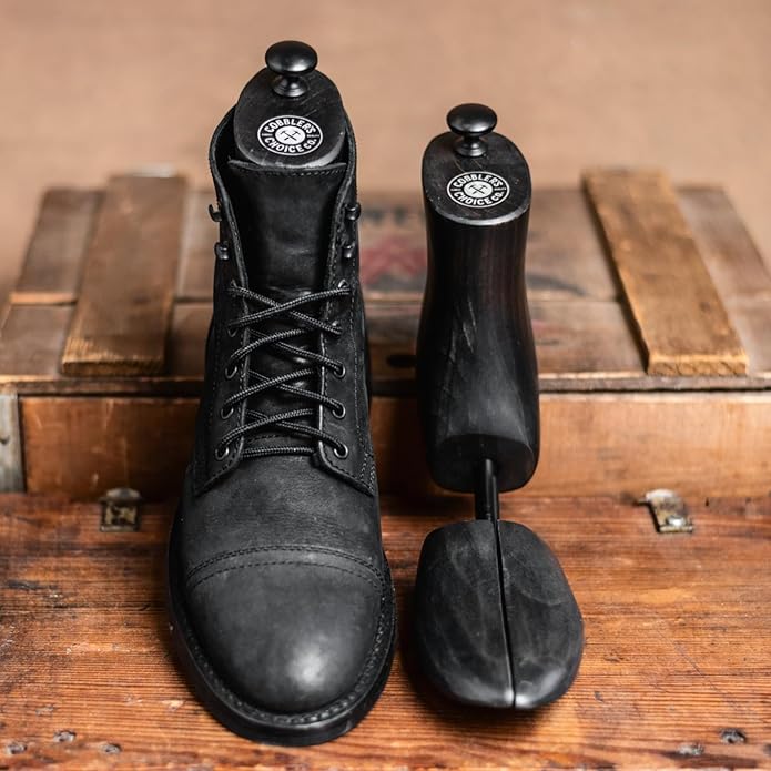 Cobbler's Choice Co. Finest Quality Men’s Boot Tree – Varnished Natural Wood, Timeless Design, Signature Finish, Black