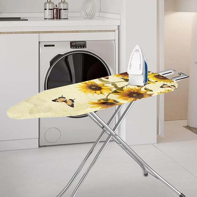 Sunflower Butterfly Ironing Board Cover Standard Size 15"x54" Iron Cover with Padding Butterflies Art Ironing Board Covers with Elastic Edge
