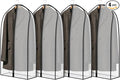 Zilink Breathable Garment Bags for Leather Coat 43” Suit Bags for Closet Storage Silky Suit Dust Covers for Hanging Clothes with 7" Gussted Wrinkle Free for Leather Clothing, Fur Coat, Dress, Set of 4
