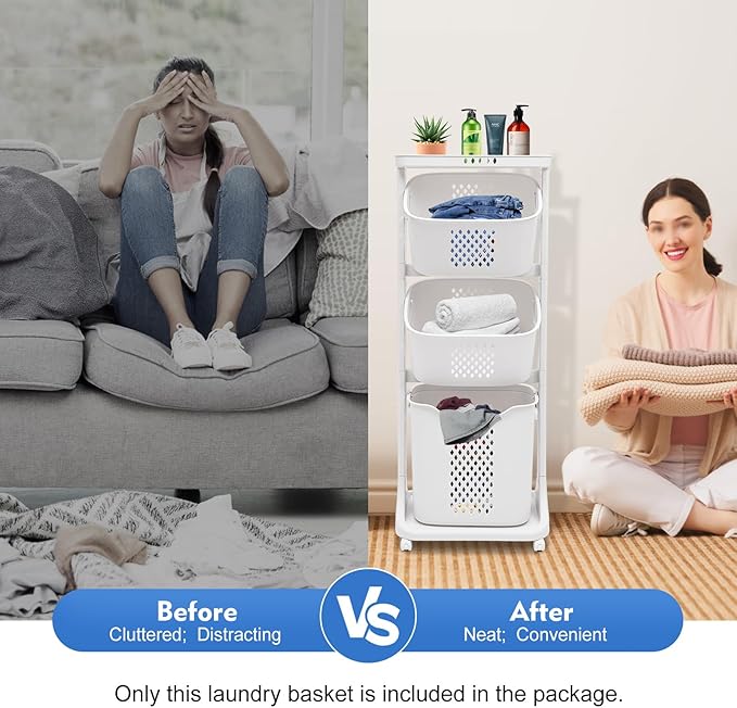 Bathroom Laundry Basket 3 layer Clothes Storage Basket Household Kitchen Shelf Fruit Stand Bathroom Simple Storage Shelf Rolling Cart With Wheels