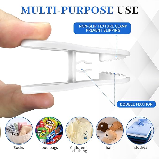 50 Pcs Multi-Purpose Plastic Hanger Clips - Ideal for Skirts & Pants