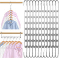 12 Pack Metal Space Saving Hangers for Clothes, Foldable Space Saving Clothes Hangers, Magic Hangers Organizer for Closet Organization and Storage, Apartment College Dorm Room Essentials, Silver
