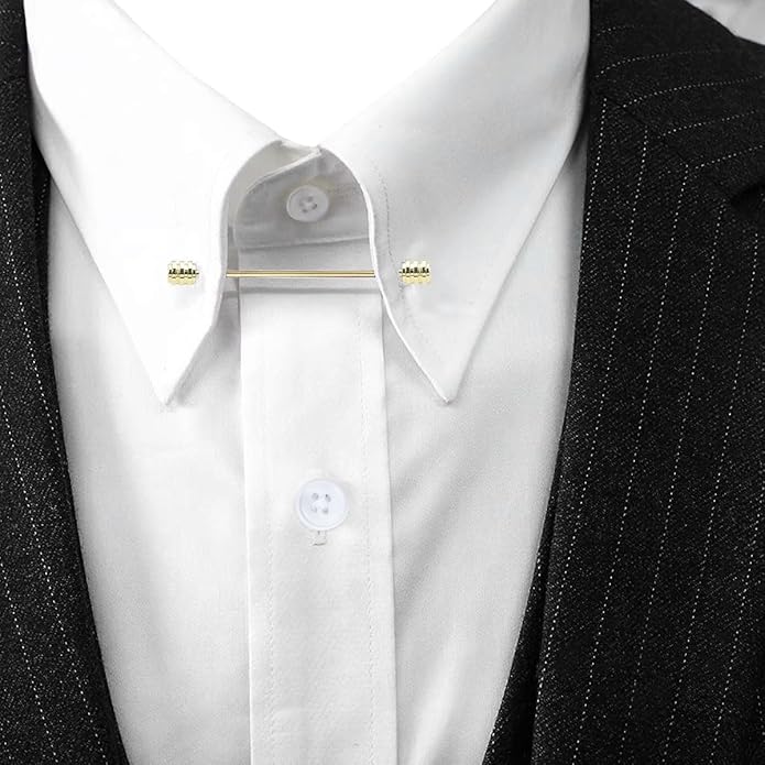 Classic 4-Piece Set Solid Brass Collar Bar for Men Multi-Style Metal Anti-Curl Shirt Collar Stays Tie Pins