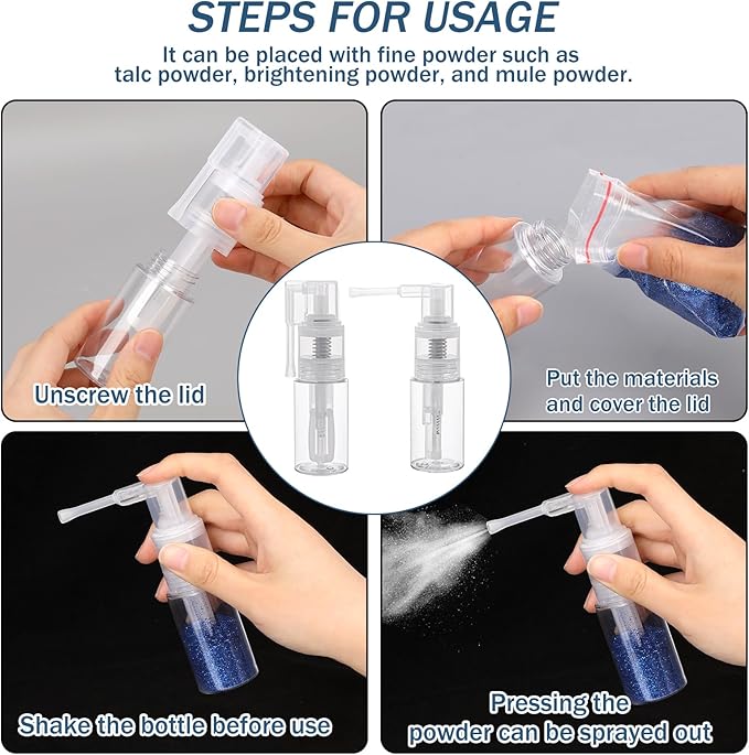 KALIONE 2 Pcs Glitter Duster Sprayer Transparent Craft Glitter Spray Bottle Empty Multi-Purpose Empty Plastic Spray Bottle Portable 35ml Bottles for Craft Scrapbooking Cardmaking