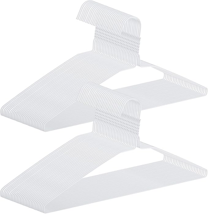 150 Pack Wire Hangers 15.9 Inch 13 Guage Metal Dry Cleaner Hangers Bulk Thin Space Saving Suit Holder for Coats, Shirts, Suits, Pants, Skirts (White)