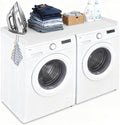 HDPE Washer Dryer Countertop, 54" x 27" Laundry Countertop with 2 Hooks & Non-Slip Pads, Washer and Dryer Topper for Laundry Room Organization, No-Installation (White)