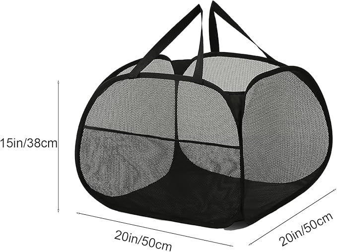 Mesh Laundry Basket,Foldable Mesh Laundry Basket,Simplized Popup Laundry Hamper,90L/24 gallons (black)