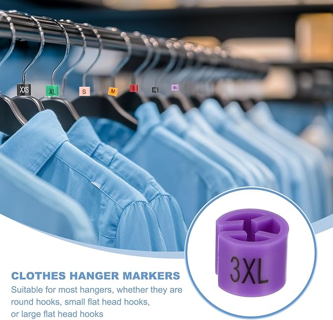 PATIKIL 100 Pcs Clothes Hanger Markers, 3XL Size Tags Fit 3mm Rod Garment Size Hanger Clips Color Coding Label for Clothing Hangers, Dark Purple