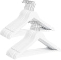 StorageWorks Baby Hangers 20 Pack, Maple Wood Clothes Organizer for Toddler, Kids Wooden Hanger with Pant Bar for Closet, White