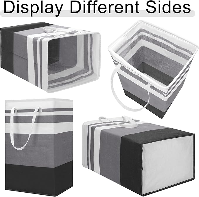 Foaincore 6 Pieces 75 L Laundry Hamper Basket Organizer Large Laundry Bag Bulk Waterproof Collapsible Clothe Storage with Handles for Dorm Room Bedroom Towels (Black Gray)