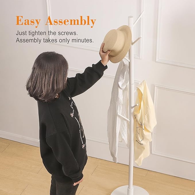 VECELO Coat Rack Freestanding, Entryway Hanger Stand, Umbrella Holder