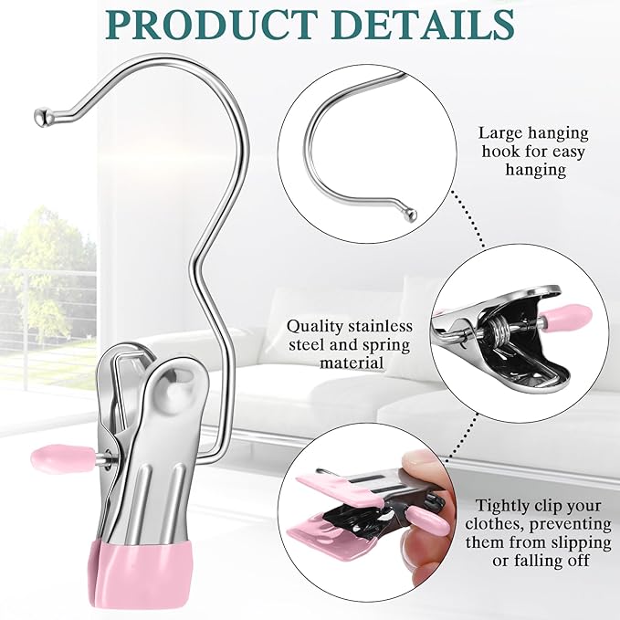 Yinder 150 Pcs Boot Hangers Clips Laundry Hooks Hanging Stainless Steel Clothes Pins Portable Clip Hangers for Closet Travel Socks Pants Handbags Hats Towels (Multicolor)