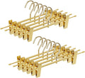 Matte Gold Aluminum Pants Hangers 10 Pack, Lightweight Skirt Hangers with 360°Swivel Hooks and Non-Slip Adjustable Clips for Trousers, Skirts, Jeans, Kids & Adults, Durable, Space-Saving