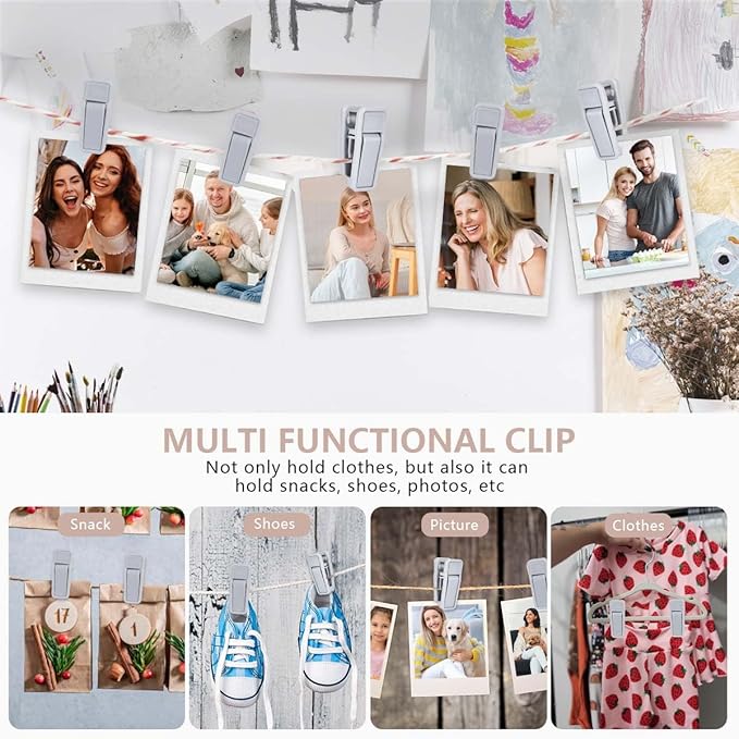 80 Pcs Plastic Baby Hanger Clips Slim-line Finger Clips Set for Clothes Hanger Velvet Hanger (Grey)