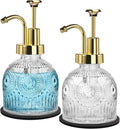 SheeChung Vintage Soap Dispenser, Kitchen Dish Soap Dispensers with Pump Mat, Glass Hand Soap Dispenser for Bathroom, Liquid, Lotion, Refillable, Rustic Farmhouse Decor-Clear (Gold Pump, 2 pk)